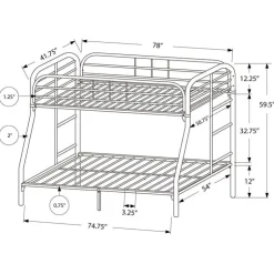 Monarch Metal bunk bed 39"/54" - Silver Hot