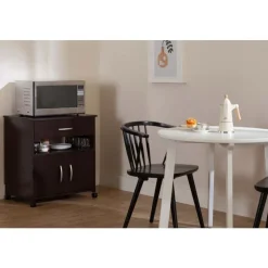 Meubles South Shore Microwave Cart on Wheels - South Shore Chocolate New