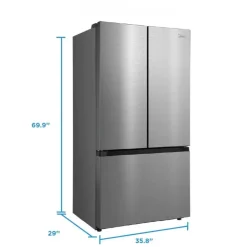 MIDEA 26,5 Cu. Ft. 36 In Refrigerator Bottom Freezer, French door - MRF27I6BST Stainless Clearance