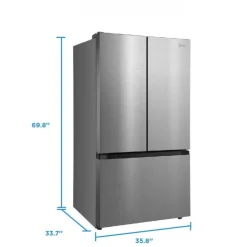 MIDEA 31.7 Cu. Ft. 36 In Refrigerator Bottom Freezer, French door - MRF32I6BST Stainless Discount