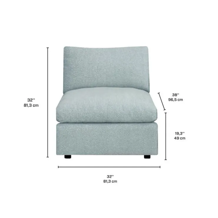 Modular Armless Chair - Grey New
