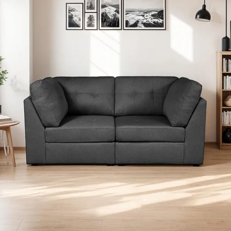 Modular Loveseat - 2 pcs Dark Grey Sale