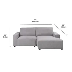 Sofa By Fancy Modular Loveseat with Chaise on the Right - 2 pcs Grey Outlet