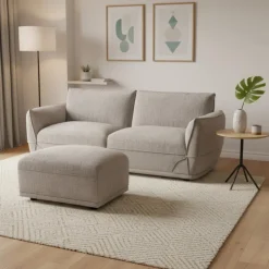 Modular Loveseat with Ottoman - 3 pcs Taupe Grey Online
