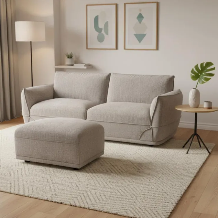 Modular Loveseat with Ottoman - 3 pcs Taupe Grey Online