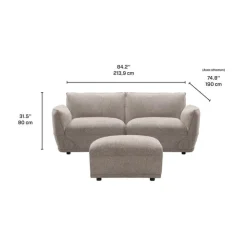 Modular Loveseat with Ottoman - 3 pcs Taupe Grey Online