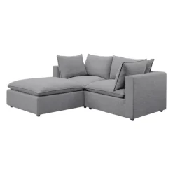 Modular Loveseat with Ottoman - 3 pcs Grey Clearance