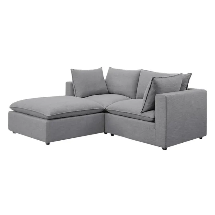 Modular Loveseat with Ottoman - 3 pcs Grey Clearance