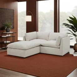 Modular Loveseat with Ottoman - 3 pcs BEIGE Discount