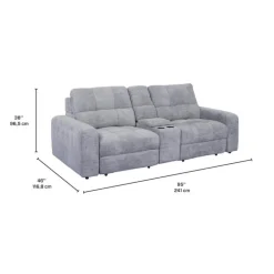 Modular Loveseat with Power Sliders and Console - 3 pcs Grey Hot