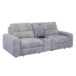 Modular Loveseat with Power Sliders and Console - 3 pcs Grey Hot
