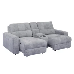 Modular Loveseat with Power Sliders and Console - 3 pcs Grey Hot