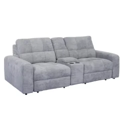 Modular Loveseat with Power Sliders and Console - 3 pcs Grey Hot