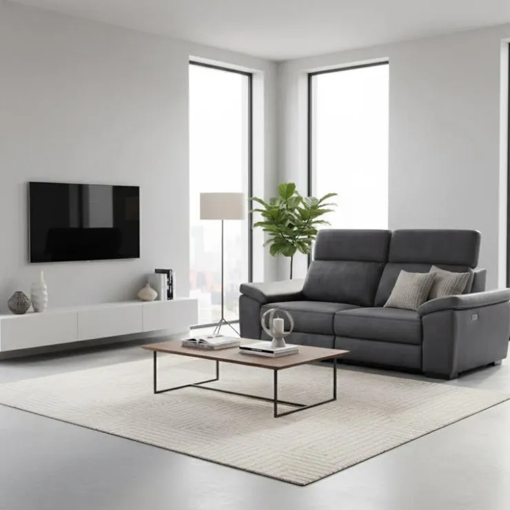 Modular Power Reclining Loveseat with Adjustable Headrests - 2 pcs Dark Grey Hot