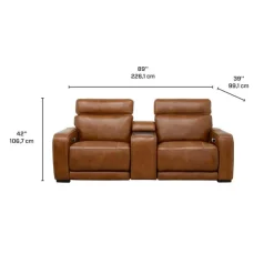 Modular Power Reclining Loveseat with Console, Built-In Speakers, Massage & Heat - 3 pcs Brown Online