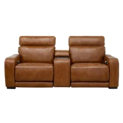 Modular Power Reclining Loveseat with Console, Built-In Speakers, Massage & Heat - 3 pcs Brown Online