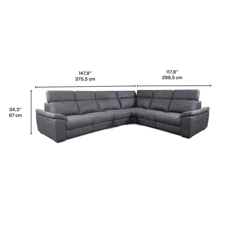 Modular Power Reclining Sectional with Adjustable Headrests - 6 pcs Dark Grey Clearance