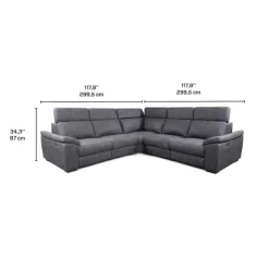 Modular Power Reclining Sectional with Adjustable Headrests - 5 pcs Dark Grey New
