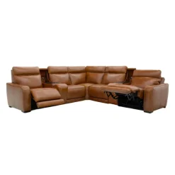 Modular Power Reclining Sectional with 2 Consoles, Built-In Speakers, Massage & Heat - 7 pcs Brown Clearance