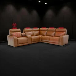 Modular Power Reclining Sectional with Console, Built-In Speakers, Massage & Heat - 6 pcs Brown Online