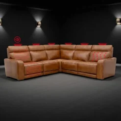 Modular Power Reclining Sectional with Built-In Speakers, Massage & Heat - 5 pcs Brown Best