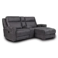 Modular Reclining Loveseat, Chaise  with Storage, Console with Cup Holders, and USB/USB-C Ports - 3 pcs Dark Grey Best