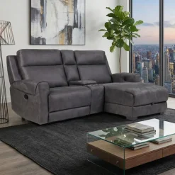 Modular Reclining Loveseat, Chaise  with Storage, Console with Cup Holders, and USB/USB-C Ports - 3 pcs Dark Grey Best