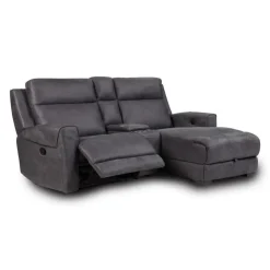 Modular Reclining Loveseat, Chaise  with Storage, Console with Cup Holders, and USB/USB-C Ports - 3 pcs Dark Grey Best