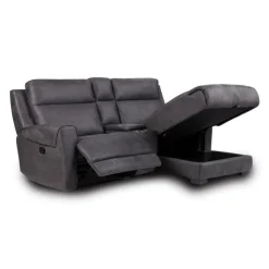 Modular Reclining Loveseat, Chaise  with Storage, Console with Cup Holders, and USB/USB-C Ports - 3 pcs Dark Grey Best