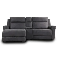 Modular Reclining Loveseat, Chaise  with Storage, Console with Cup Holders, and USB/USB-C Ports - 3 pcs Dark Grey Outlet