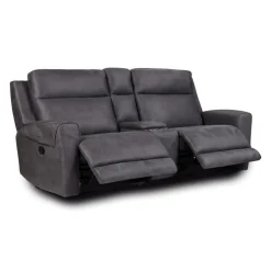Modular Reclining Loveseat and Console with Storage, Cup Holders, and USB/USB-C Ports - 3 pcs Dark Grey New