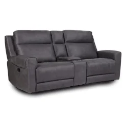 Modular Reclining Loveseat and Console with Storage, Cup Holders, and USB/USB-C Ports - 3 pcs Dark Grey New