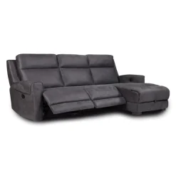 Modular Reclining Loveseat, Chaise with Storage, Console with Cup Holders and USB/USB-C Ports - 3 pcs Dark Grey Discount
