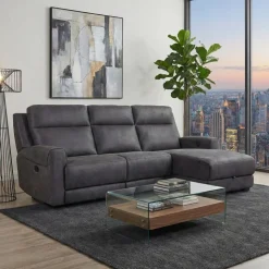 Modular Reclining Loveseat, Chaise with Storage, Console with Cup Holders and USB/USB-C Ports - 3 pcs Dark Grey Discount
