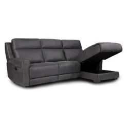 Modular Reclining Loveseat, Chaise with Storage, Console with Cup Holders and USB/USB-C Ports - 3 pcs Dark Grey Discount