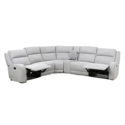 Modular Reclining Sectional and Console with Storage and Cup Holders - 6 pcs Grey