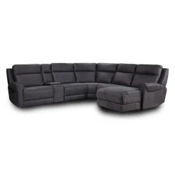 Modular Reclining Sectional with Fold-Down Seat, Chaise with Storage and Console - 6 pcs Dark Grey Best