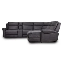 Modular Reclining Sectional with Fold-Down Seat, Chaise with Storage and Console - 6 pcs Dark Grey Best