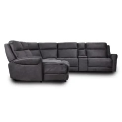 Modular Reclining Sectional, Fold-Down Seats, Chaise  with Storage, Console with Cup Holders, and USB/USB-C Ports - 6 pcs Dark Grey Online