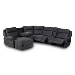 Modular Reclining Sectional with Fold-Down Seat, Chaise with Storage and Console - 6 pcs Dark Grey Online