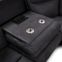 Modular Reclining Sectional with Fold-Down Seat, Chaise with Storage and Console - 6 pcs Dark Grey Online