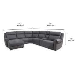 Modular Reclining Sectional with Fold-Down Seat, Chaise with Storage and Console - 6 pcs Dark Grey Online