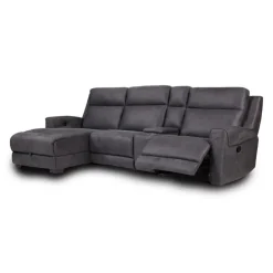 Modular Reclining Sectional, Fold-Down Seat, Chaise  with Storage, Console with Cup Holders, and USB/USB-C Ports - 4 pcs Dark Grey Clearance