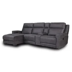 Modular Reclining Sectional, Fold-Down Seat, Chaise  with Storage, Console with Cup Holders, and USB/USB-C Ports - 4 pcs Dark Grey Clearance
