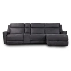 Modular Reclining Sectional, Fold-Down Seat, Chaise  with Storage, Console with Cup Holders, and USB/USB-C Ports - 4 pcs Dark Grey New