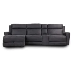 Modular Reclining Sectional, Chaise with Storage, Console with Cup Holders and USB/USB-C Ports - 4 pcs Dark Grey Clearance