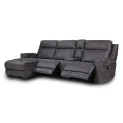 Modular Reclining Sectional, Chaise with Storage, Console with Cup Holders and USB/USB-C Ports - 4 pcs Dark Grey Clearance