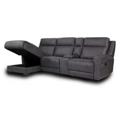 Modular Reclining Sectional, Chaise with Storage, Console with Cup Holders and USB/USB-C Ports - 4 pcs Dark Grey Clearance
