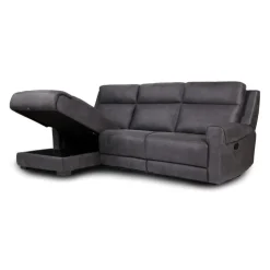 Modular Reclining Sectional and Chaise with Storage - 3 pcs Dark Grey Sale