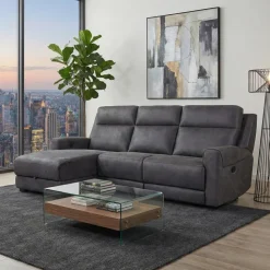 Modular Reclining Sectional and Chaise with Storage - 3 pcs Dark Grey Sale